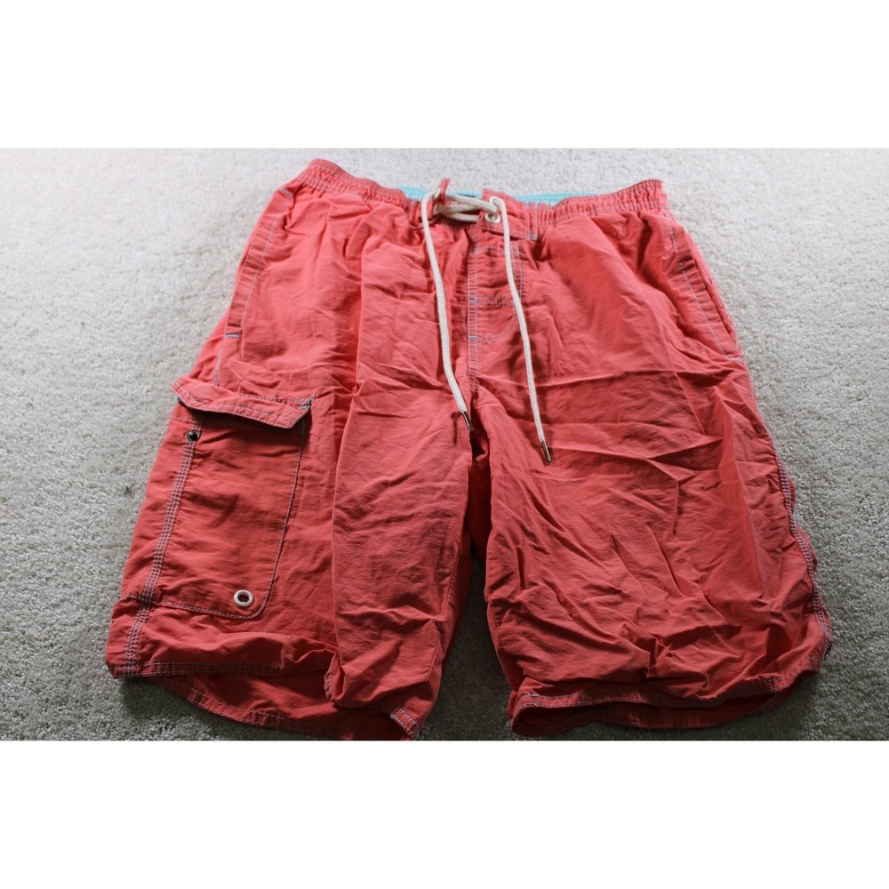 St. John's Bay Men's Swim Trunks Size S Coral Cotton Nylon Quick-Dry